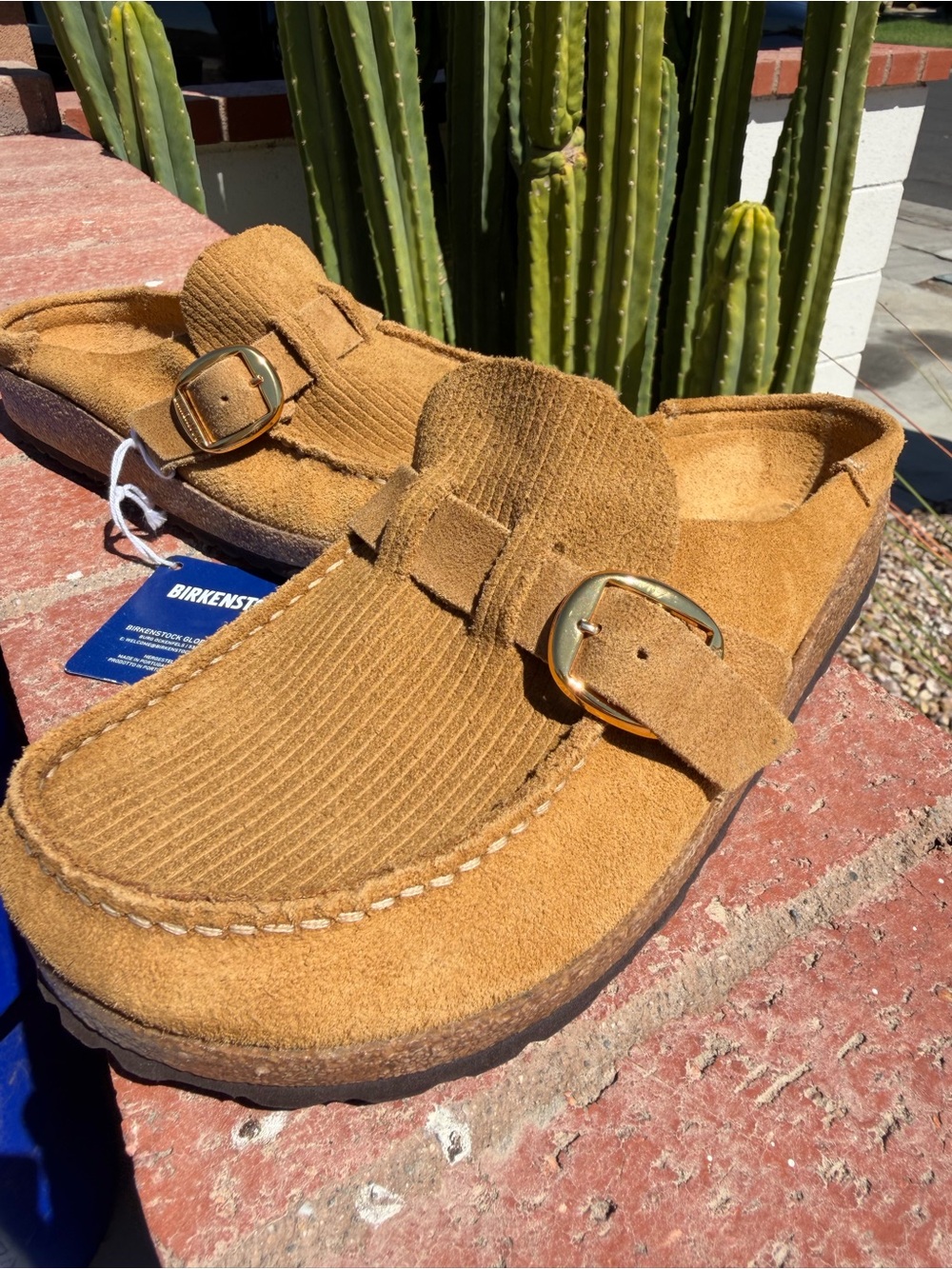 Birkenstock Buckley Suede Slip-On clog with Gold Buckle in wheat NWT 39 - Picture 13 of 14